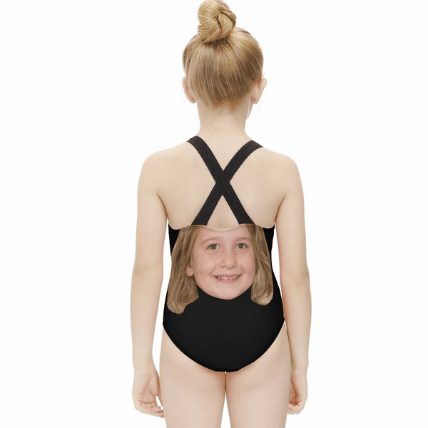 Custom Girl Face Black Kid's Swimsuit