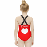 Custom Name Red Love Kid's Swimsuit