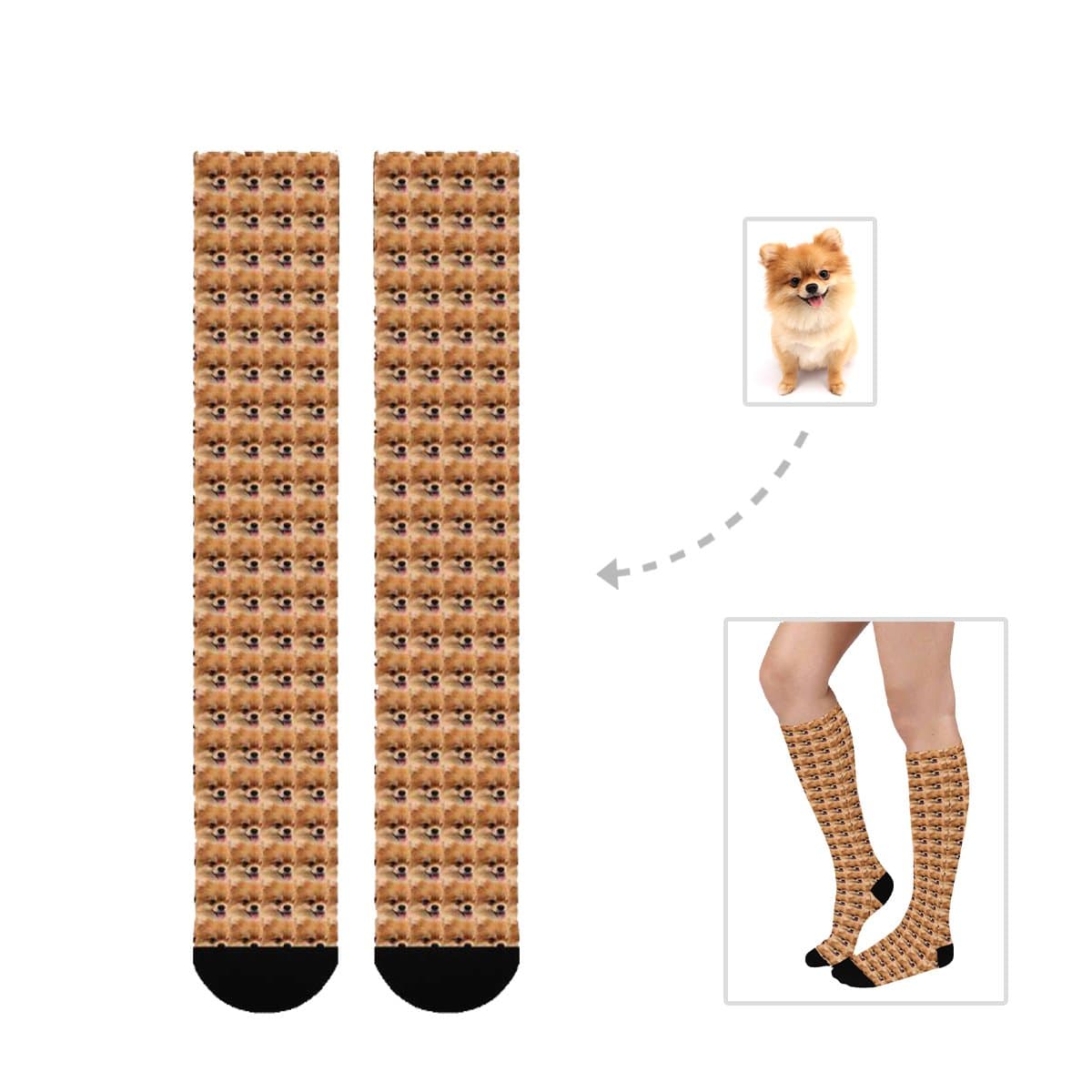 Custom Knee High Photo Socks With Dog Face Socks Personalised Pet Socks Gift Unisex