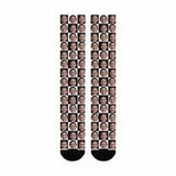 Personalized Socks Knee High Funny Photo Socks Custom Black&White Grid Socks Gift for Men Women