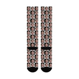 Personalized Socks Knee High Funny Photo Socks Custom Black&White Grid Socks Gift for Men Women