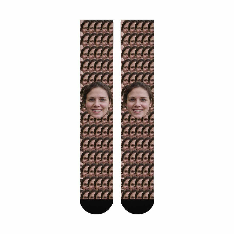 Personalized Socks Knee High Printed Picture Custom Big Face Socks Gifts for Men Women