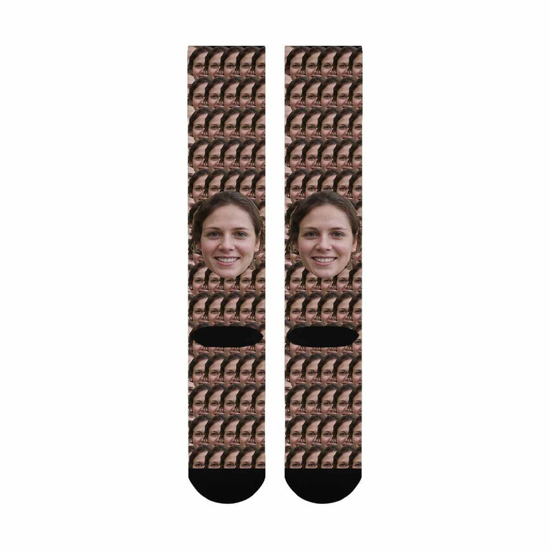 Personalized Socks Knee High Printed Picture Custom Big Face Socks Gifts for Men Women