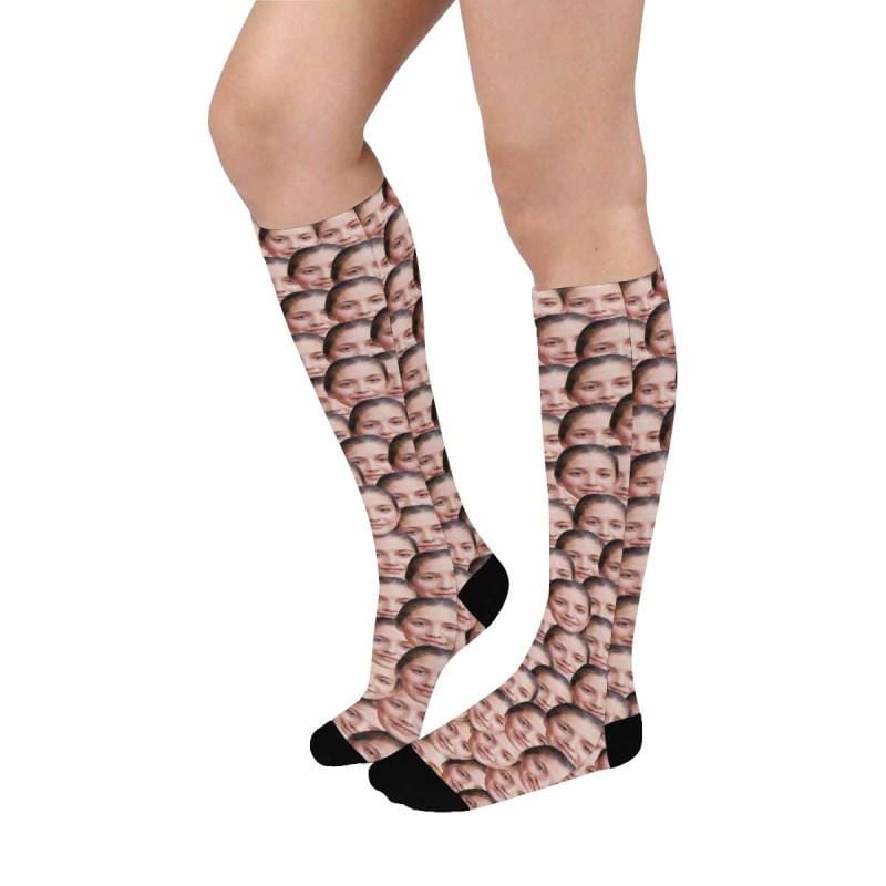 Personalized Socks Knee High Printed Picture Custom Face Mash Socks Gifts for Men Women