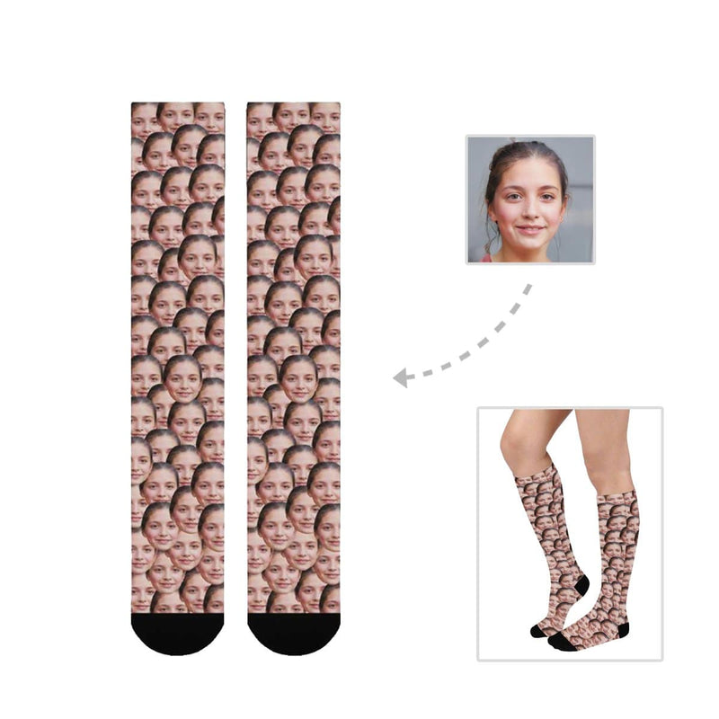 Personalized Socks Knee High Printed Picture Custom Face Mash Socks Gifts for Men Women