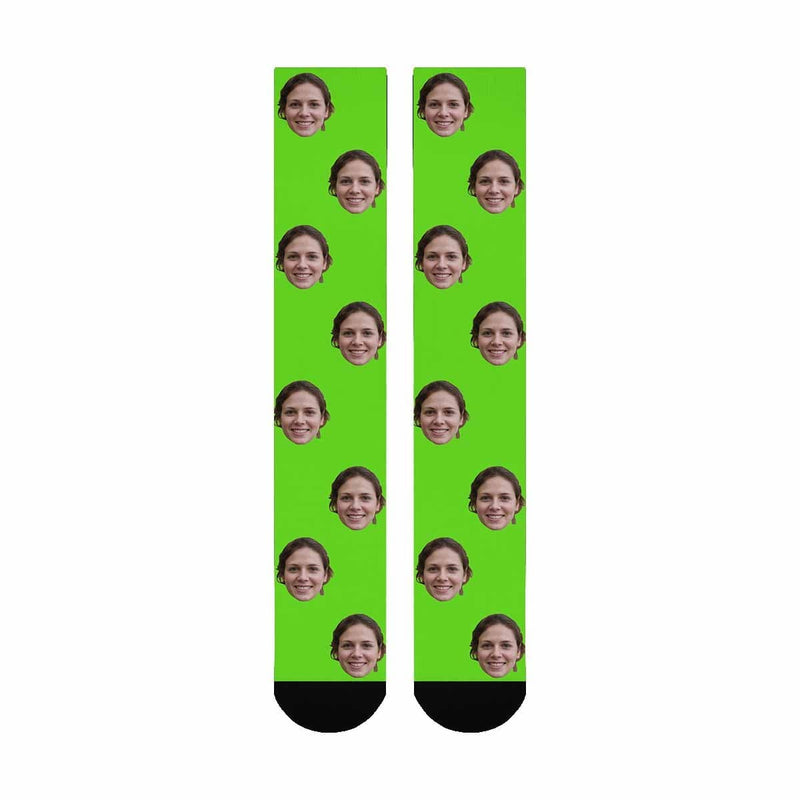 Personalized Socks Knee High Printed Picture Custom Face Solid Background Socks Gifts for Men Women