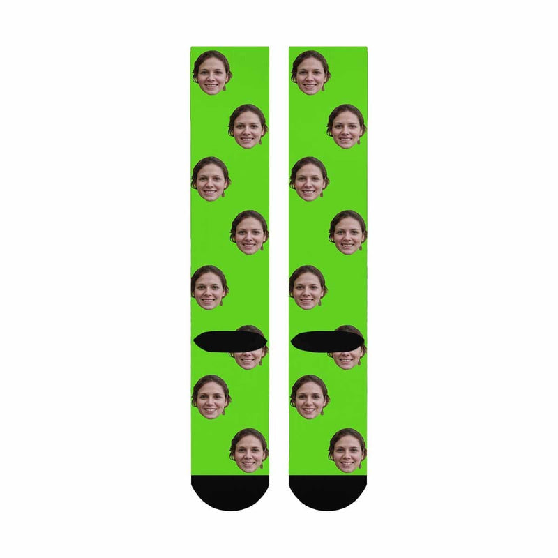 Personalized Socks Knee High Printed Picture Custom Face Solid Background Socks Gifts for Men Women