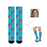 Personalized Socks Knee High Printed Picture Custom Face Solid Background Socks Gifts for Men Women