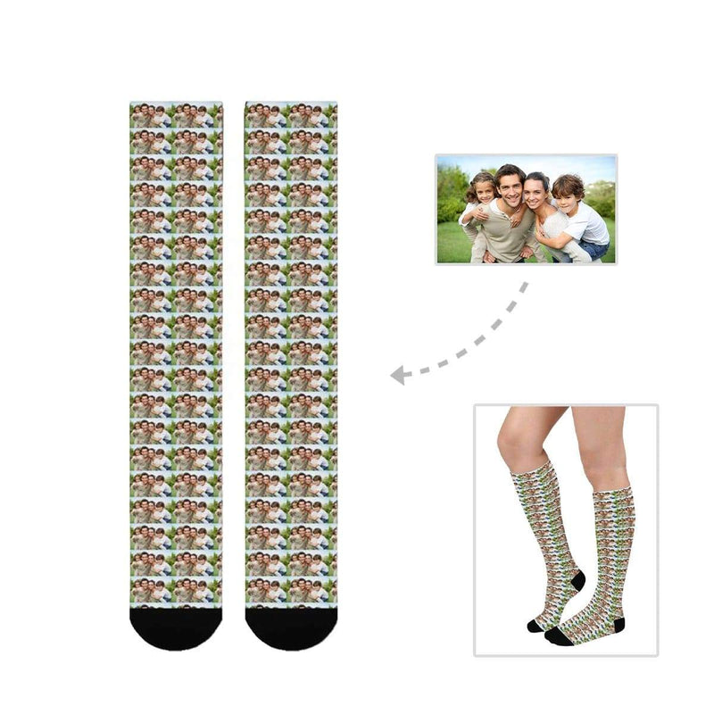 Personalized Socks Printed Picture Custom Design Family Picture Knee High Photo Socks Gifts for Men Women