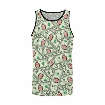 Personalized Mens Tank Tee Tops Custom Face Money Men&