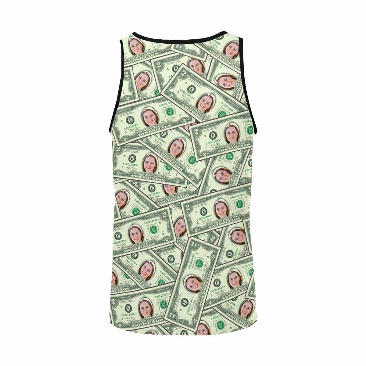 Personalized Mens Tank Tee Tops Custom Face Money Men&