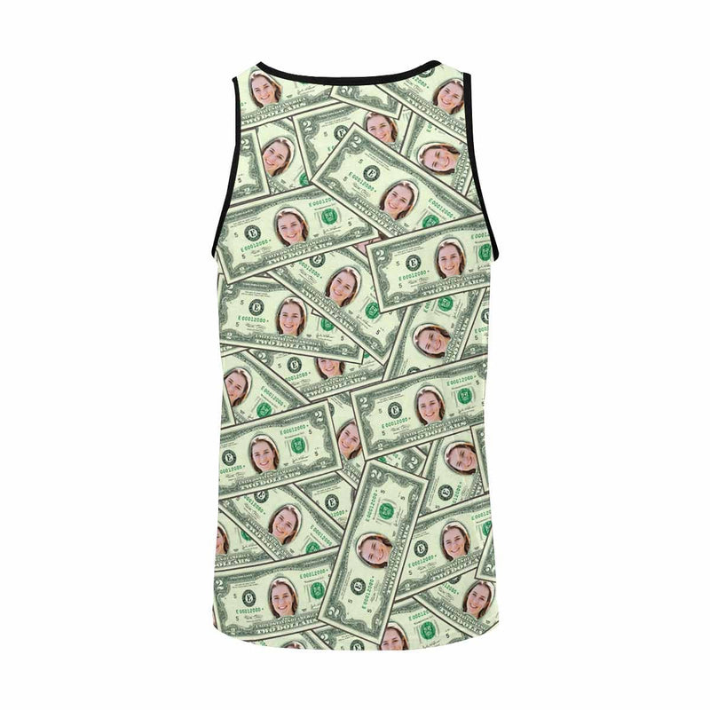 Personalized Mens Tank Tee Tops Custom Face Money Men's All Over Print Tank Top