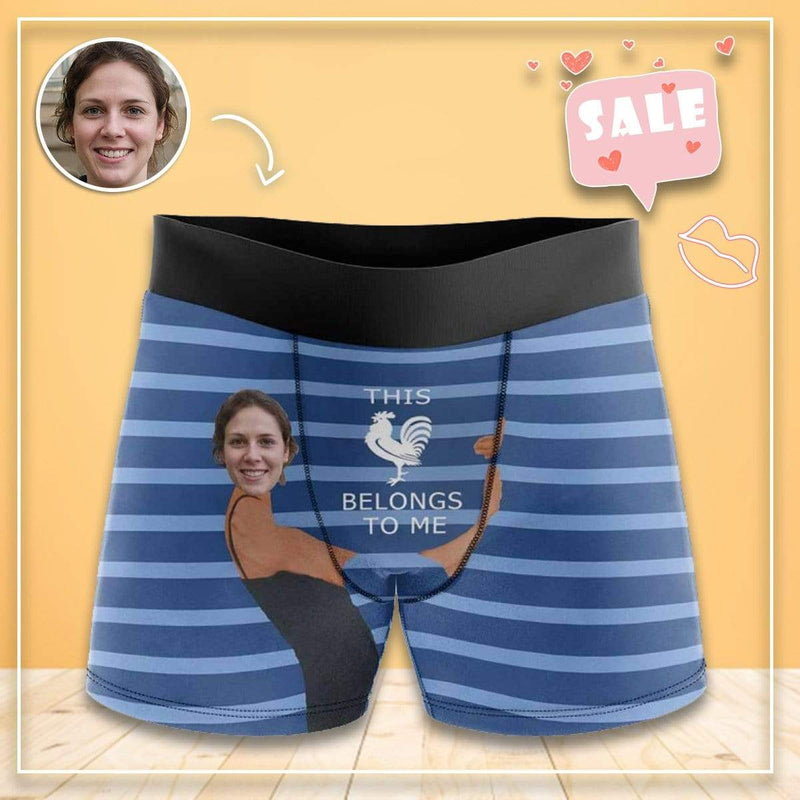 Custom Boxer Briefs This Belongs to Me Personalized Gift For Boyfriend Face Boxer Underwear Valentine's Day Gifts