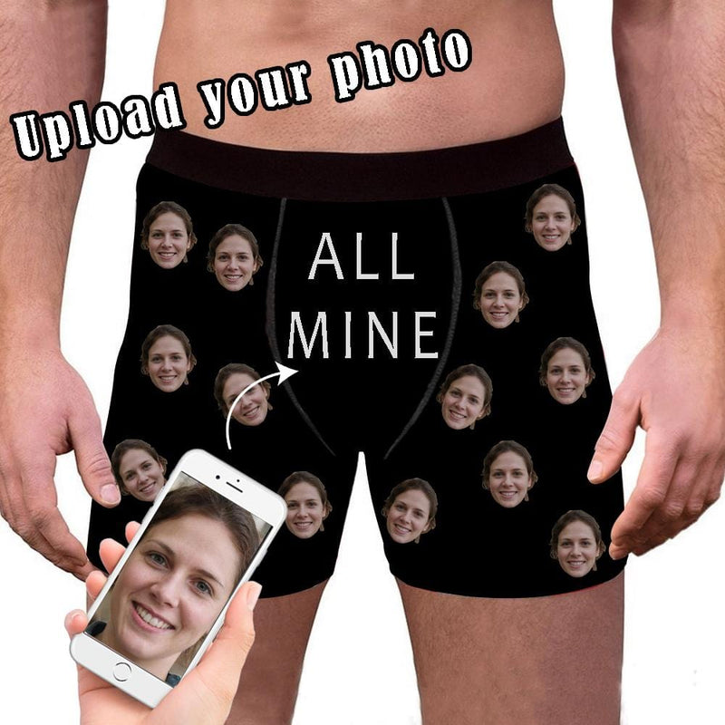 Custom Face All Mine Men's Boxer Briefs Personalized Boxer Underwear