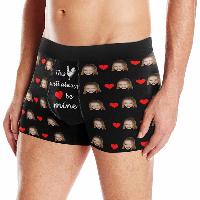 Custom Face Always Be Mine Men's Print Boxer Briefs Made for You Custom Underwear For Valentine's Day Gift