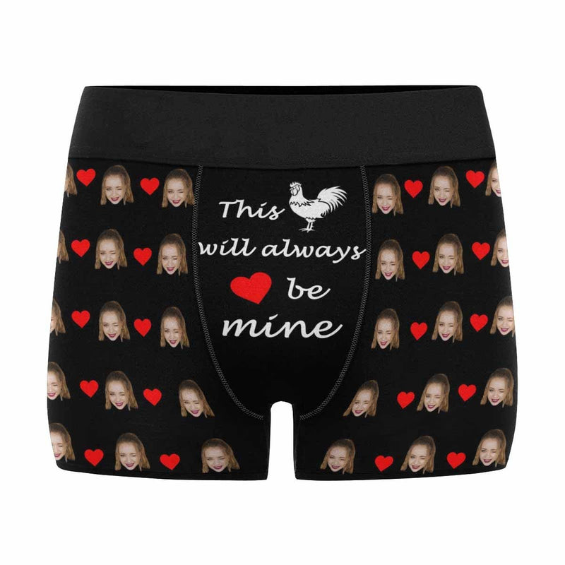 Custom Face Always Be Mine Men's Print Boxer Briefs Made for You Custom Underwear For Valentine's Day Gift