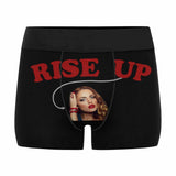 Custom Face Black Rise Up Men's Boxer Briefs Print Your Own Personalized Underwear For Valentine's Day Gift