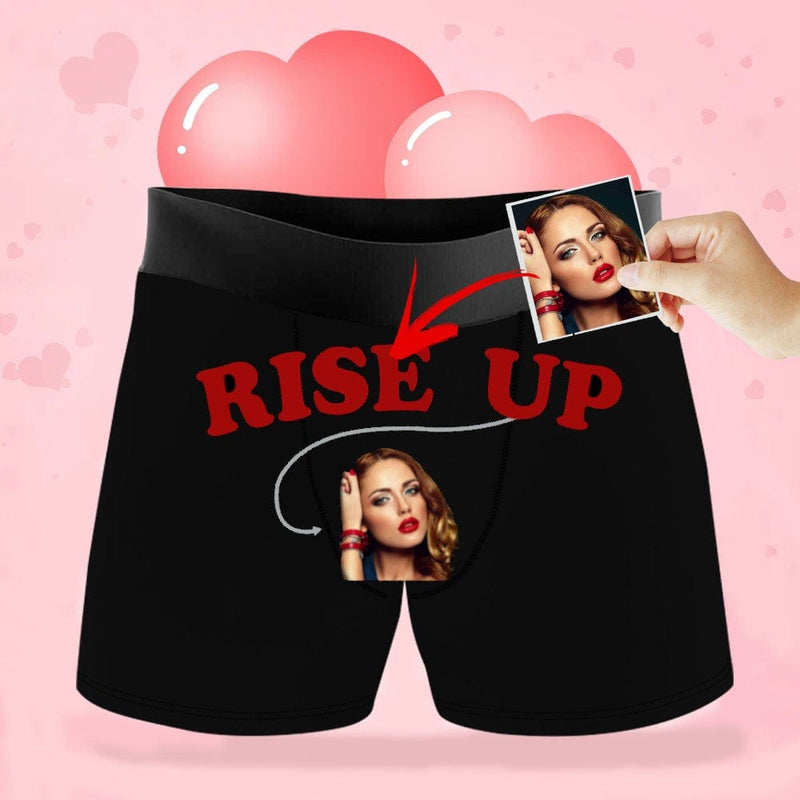 Custom Face Rise Up Men's Underwear Personalized Boxer Briefs Gift