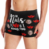 Custom Face Boxer Briefs I'm Nuts About You Personalized Photo Undies Face Boxer Underwear Valentine's Day for Him