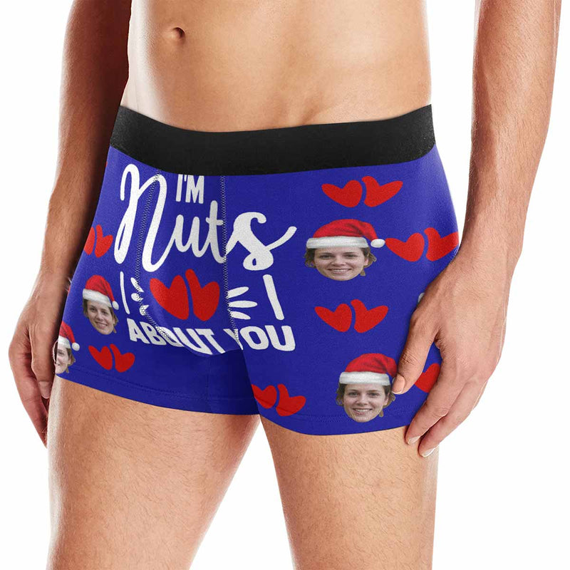 Custom Face Boxer Briefs I'm Nuts About You Personalized Photo Undies Face Boxer Underwear Valentine's Day for Him