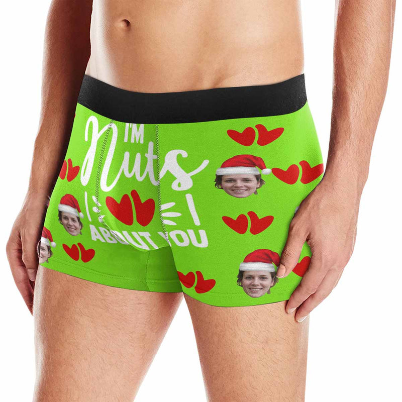 Custom Face Boxer Briefs I'm Nuts About You Personalized Photo Undies Face Boxer Underwear Valentine's Day for Him