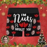 Custom Face Boxer Briefs I'm Nuts About You Personalized Photo Undies Face Boxer Underwear Valentine's Day for Him