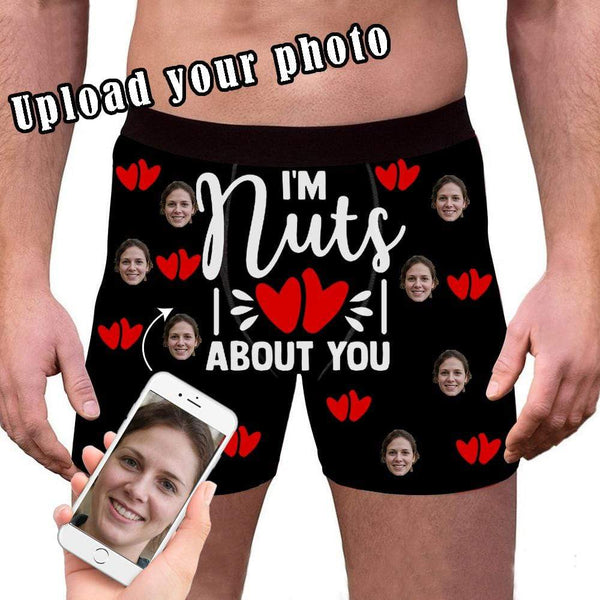 Custom Face Boxer Briefs I'm Nuts About You Personalized Men Underwear