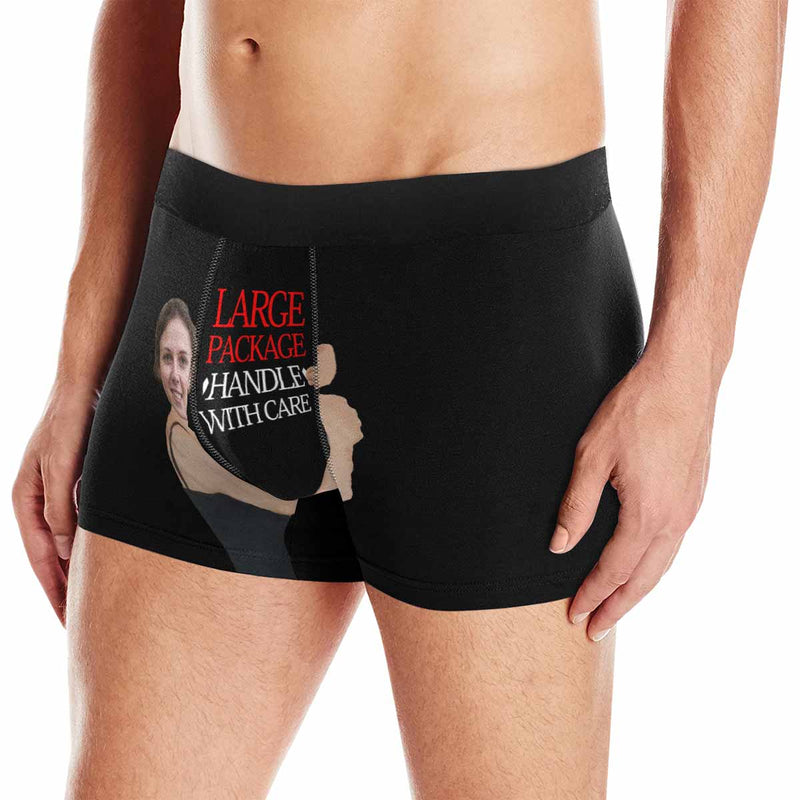 Custom Face Boxer Underwear Large Package Personalized Men's All-Over Print Boxer Briefs Design Your Own Underwear For Valentine's Day Gift