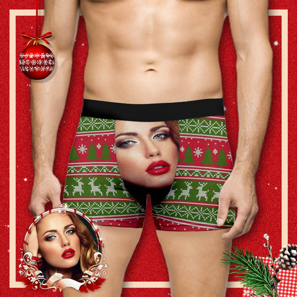 Custom Face Christmas Color Men's Underwear Personalized Boxer Briefs