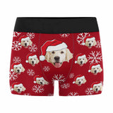 Custom Face Christmas Dog Men's Print Boxer Briefs Put Your Face on Underwear with Custom Image