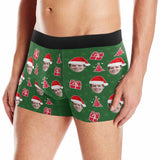 Custom Face Christmas Green Men's Print Boxer Briefs Design Your Own Custom Underwear