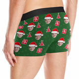 Custom Face Christmas Green Men's Print Boxer Briefs Design Your Own Custom Underwear