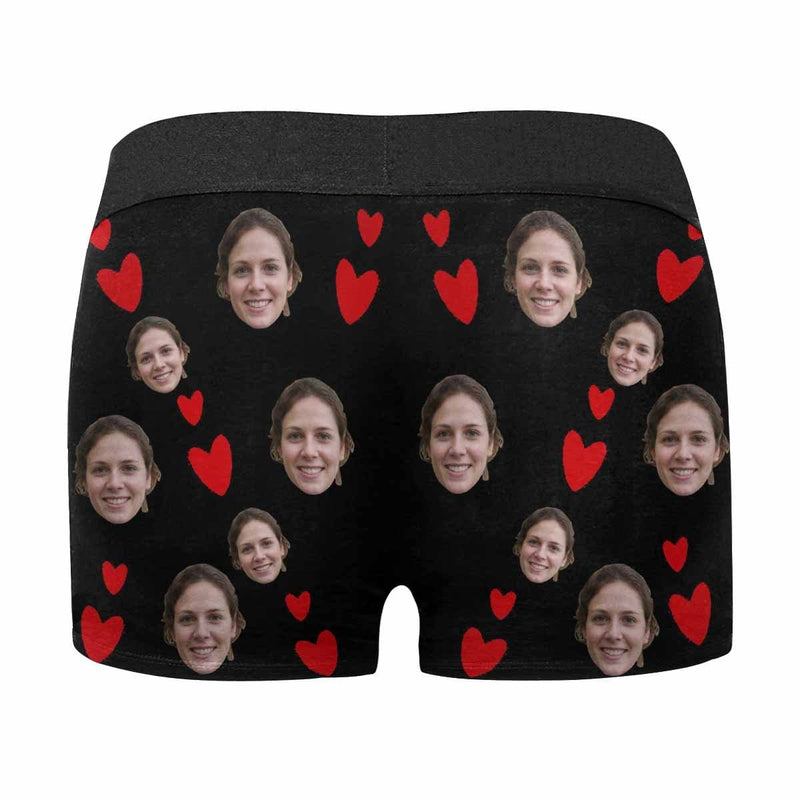 Custom Face Christmas Hat I Licked It Embrace Red Men's All-Over Print Boxer Briefs Unique Underwear For Valentine's Day Gift