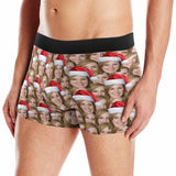 Custom Face Christmas Hat Men's Boxer Briefs Print Your Own Personalized Underwear For Valentine's Day Gift