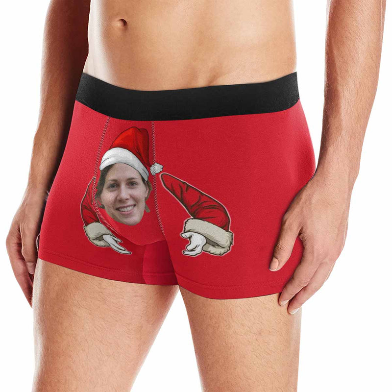 Custom Face Christmas Hug Men's Boxer Briefs Made for You Custom Underwear Unique Shirt Gift