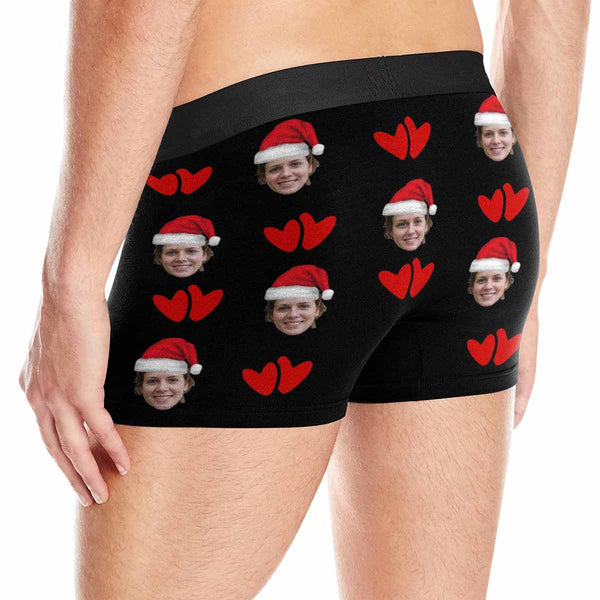 Custom Face Christmas Red Men's Print Boxer Briefs Personalized Underwear with Face for Men-I'm Nuts About You