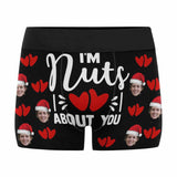 Custom Face Christmas Red Men's Print Boxer Briefs Personalized Underwear with Face for Men-I'm Nuts About You