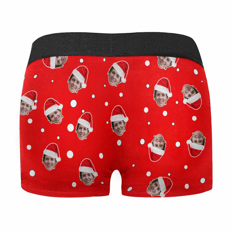 Custom Face Christmas White Dot Men's All-Over Print Boxer Briefs Create Your Own Underwear for Him