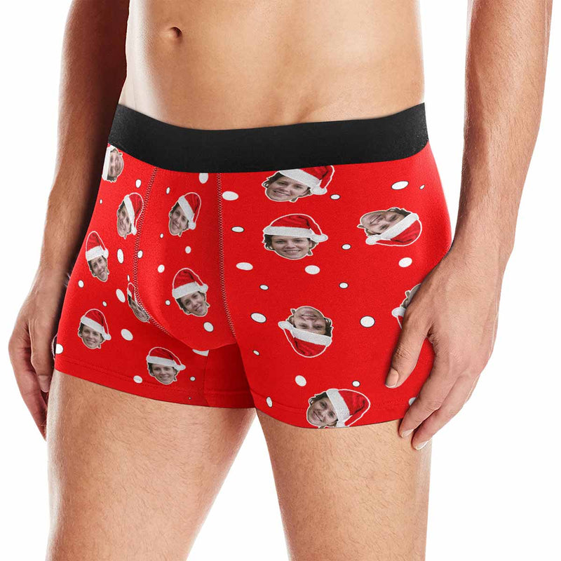 Custom Face Christmas White Dot Men's All-Over Print Boxer Briefs Create Your Own Underwear for Him