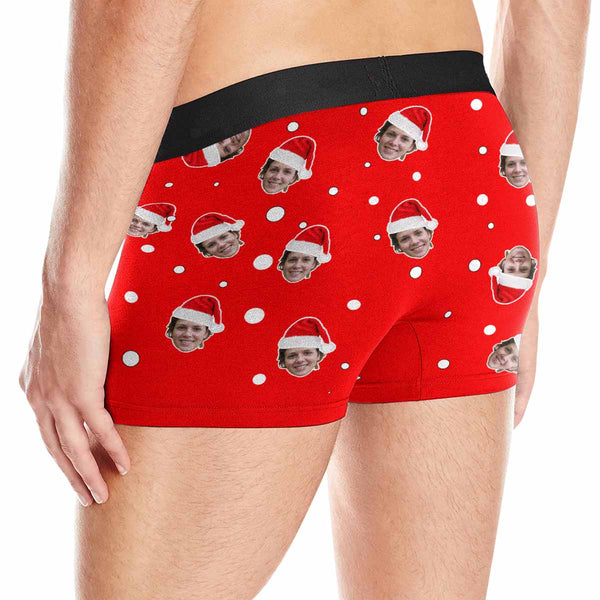 Custom Face Christmas White Dot Men's All-Over Print Boxer Briefs Create Your Own Underwear for Him