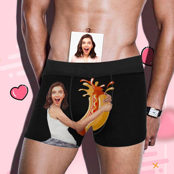 Custom Face Hot Dog Men's Underwear Funny Personalized Boxer Briefs Gift