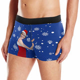 #Top Christmas Briefs Custom Face Hug Christmas Snowflake Men's Boxer Briefs Put Your Face on Underwear with Custom Image