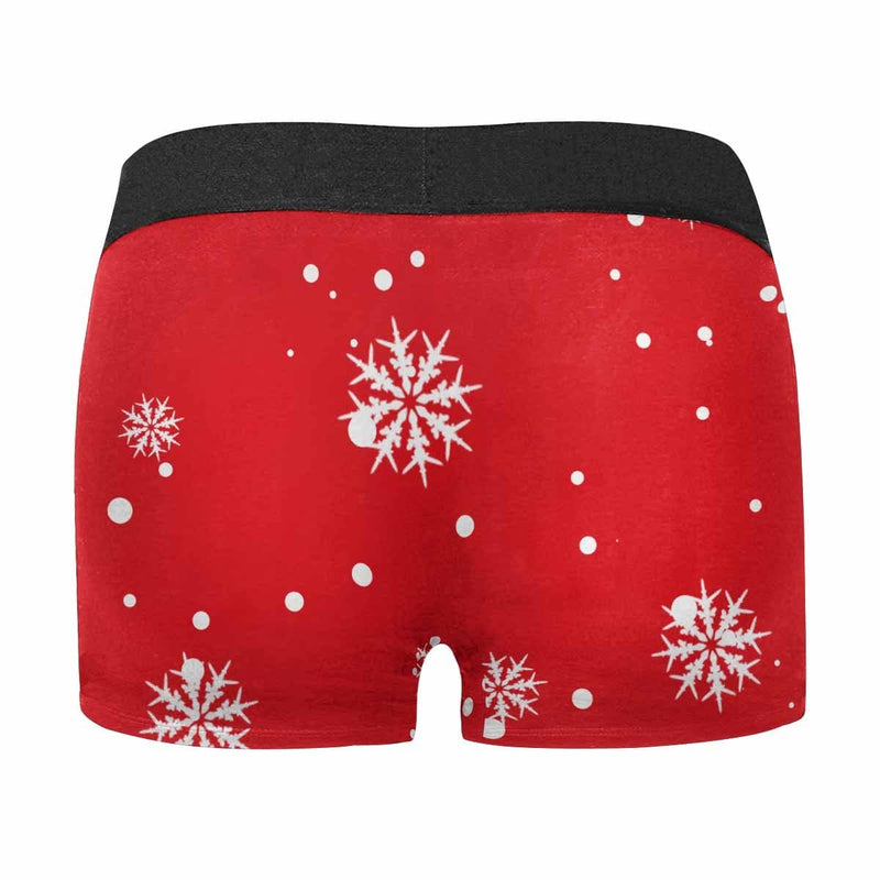 #Top Christmas Briefs Custom Face Hug Christmas Snowflake Men's Boxer Briefs Put Your Face on Underwear with Custom Image