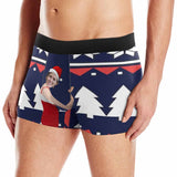 #Top Christmas Briefs Custom Face Hug Christmas Snowflake Men's Boxer Briefs Put Your Face on Underwear with Custom Image