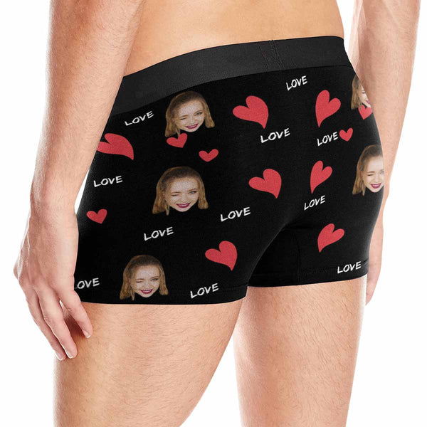 Custom Face Hug Love Men's Boxer Briefs t Your Own Personalized Underwear Gift for Him