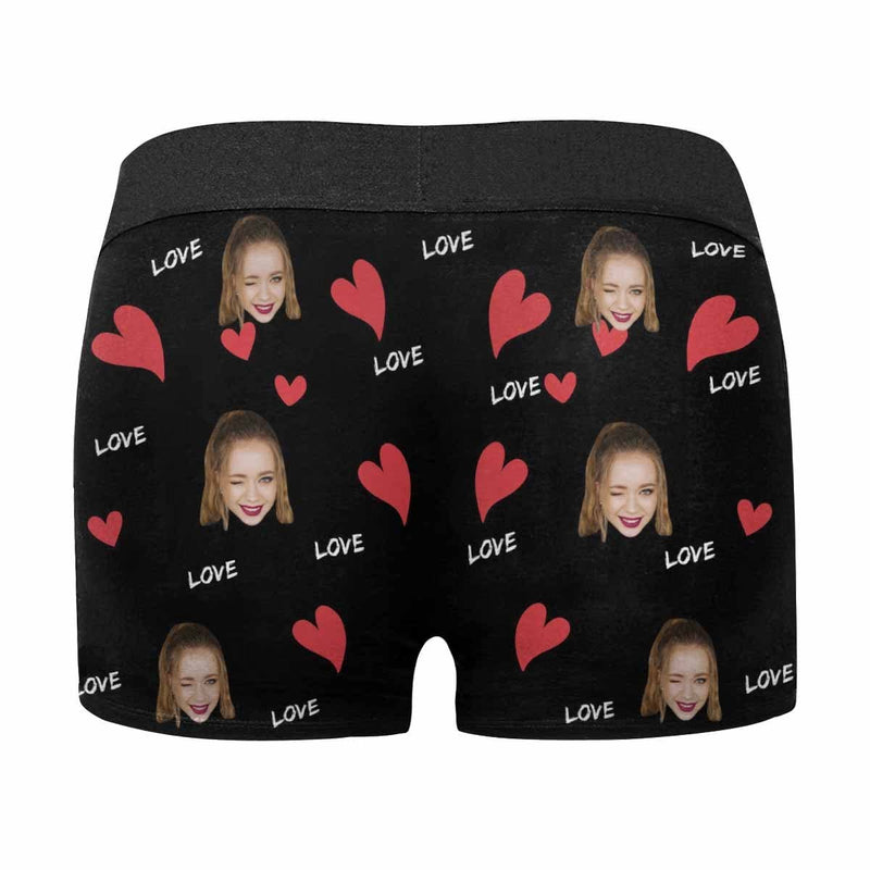 Custom Face Hug Love Men's Boxer Briefs t Your Own Personalized Underwear Gift for Him