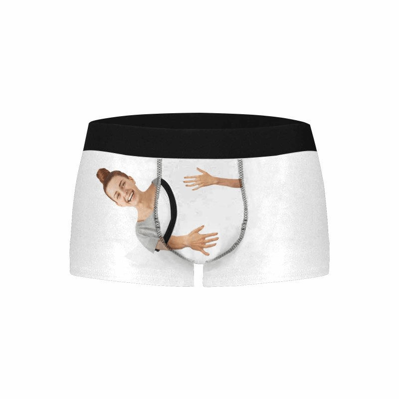 Custom Face Hug My Love Men's Pocket Boxer Briefs Print Your Own Personalized Underwear For Valentine's Day Gift