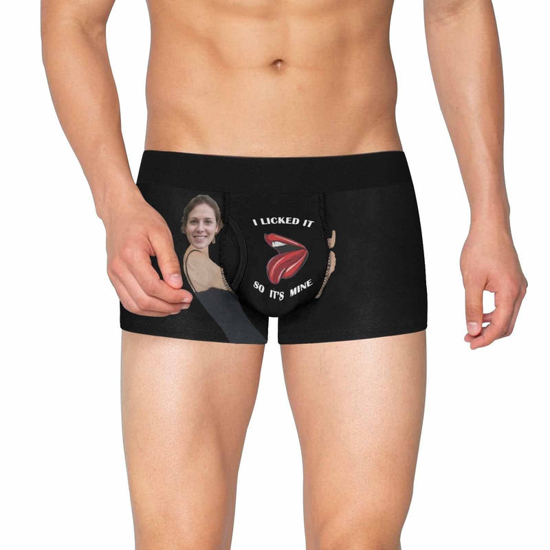 Custom Face I Licked It Men's Pocket Boxer Briefs Put Your Face on Underwear with Custom Image