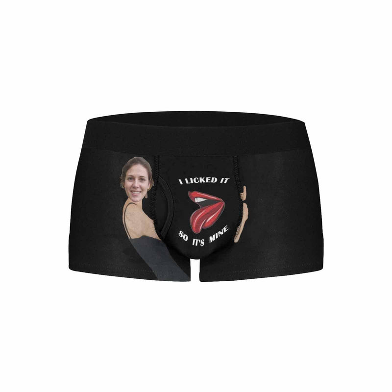 Custom Face I Licked It Men's Pocket Boxer Briefs Put Your Face on Underwear with Custom Image