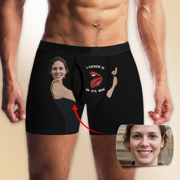 Custom Face Licked It Men's Underwear Personalized Boxer Briefs Gift